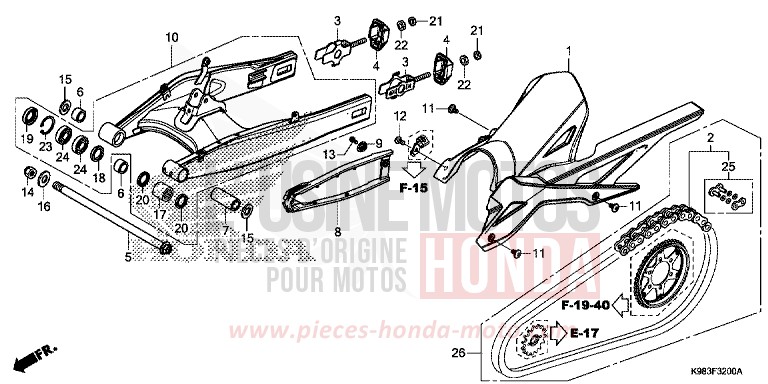 SWINGARM for CB125R MAT AXIS GRAY METALLIC (NH303) from 2018