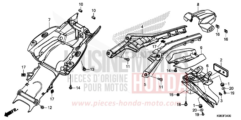 REAR FENDER for CBF125N MAT AXIS GRAY METALLIC (NH303) from 2018