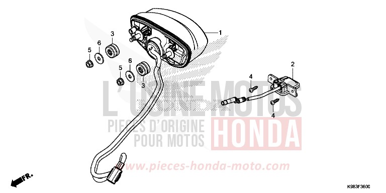 TAILLIGHT for CB125R MAT AXIS GRAY METALLIC (NH303) from 2018