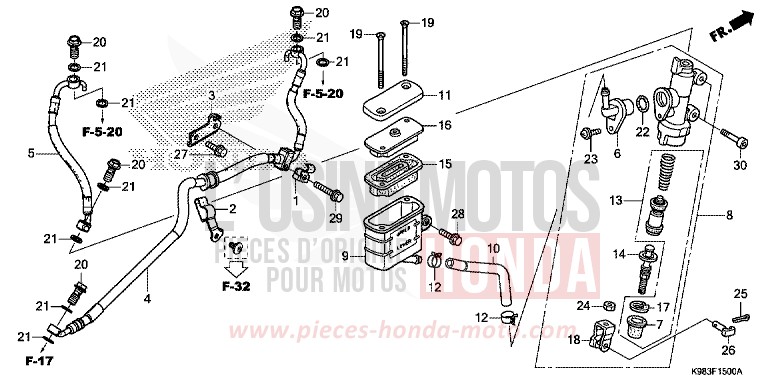 REAR BRAKE MASTER CYLINDER for CBF125N PEARL METALLOID WHITE (NHA96) from 2018