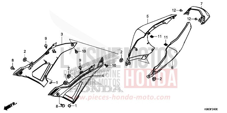 SIDE COVER for CBF125N PEARL METALLOID WHITE (NHA96) from 2018