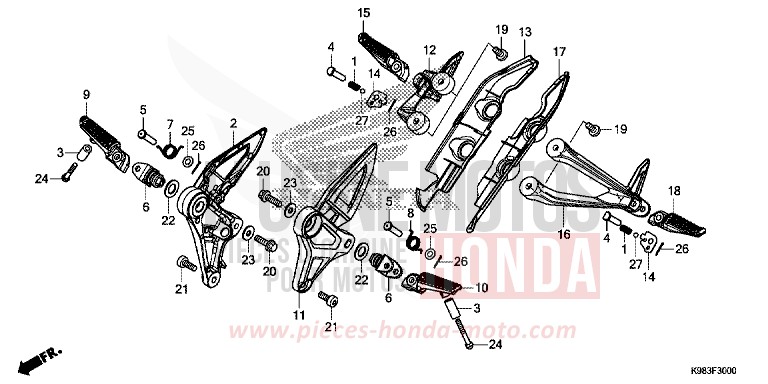 STEP for CB125R PEARL METALLOID WHITE (NHA96) from 2018