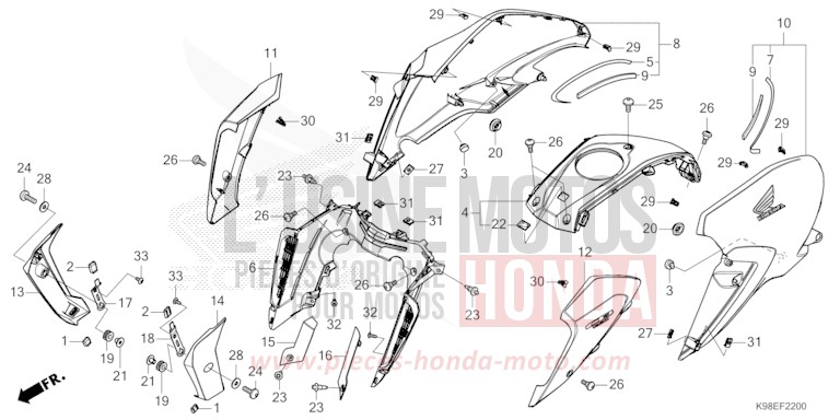SHROUD/FUEL TANK COVER for CB125R CANDY CHROMOSPHERE RED (R381) from 2021
