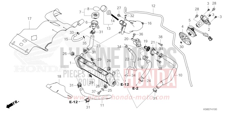 RADIATOR for CB125R MAT GUNPOWDER BLACK METALLIC (NH436) from 2021