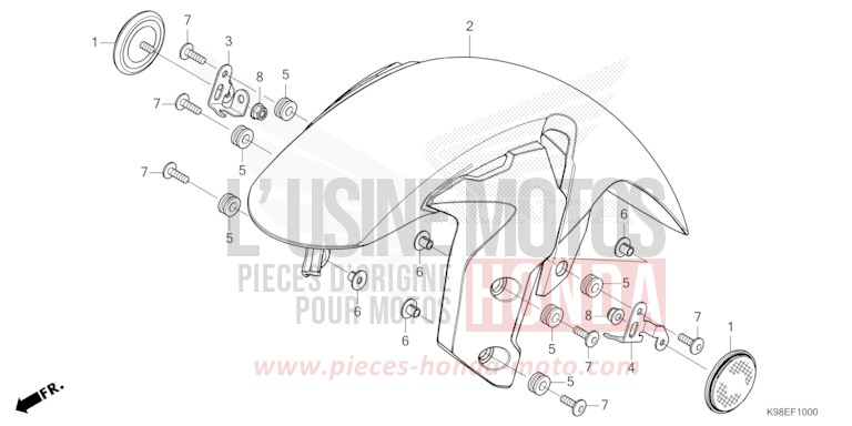 FRONT FENDER for CBF125N PEARL SMOKY GRAY (NHC53) from 2021