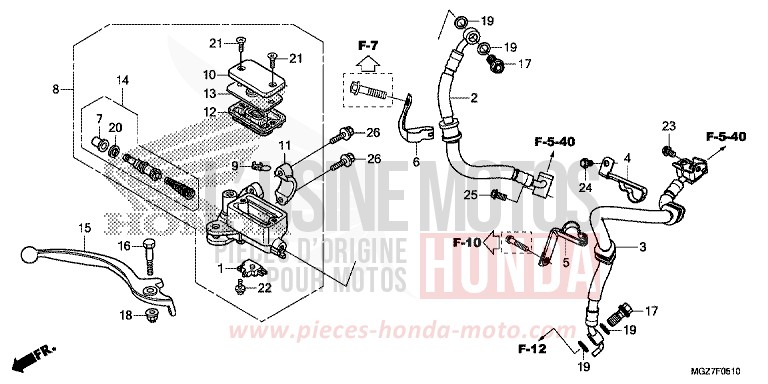 FRONT BRAKE MASTER CYLINDER (ABS) for CB500X MAT PEARL SUMMIT WHITE (NHB57) from 2015