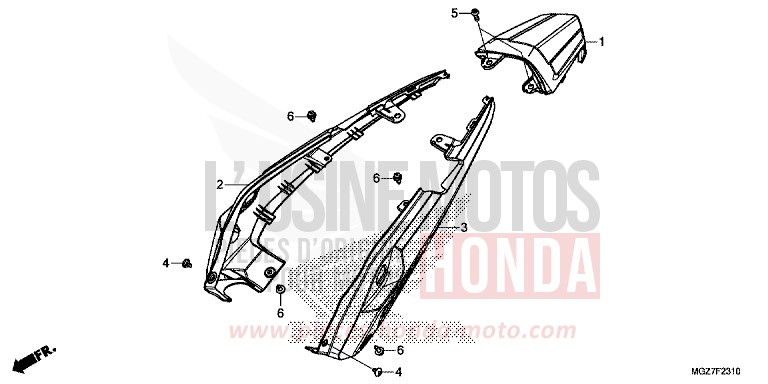 REAR COWL for CB500X MAT PEARL SUMMIT WHITE (NHB57) from 2015