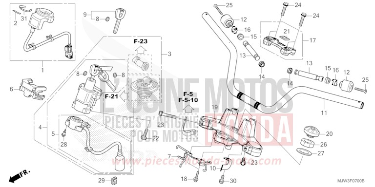 HANDLE PIPE/TOP BRIDGE for CB500X ASTEROID BLACK METALLIC (NHA35) from 2016