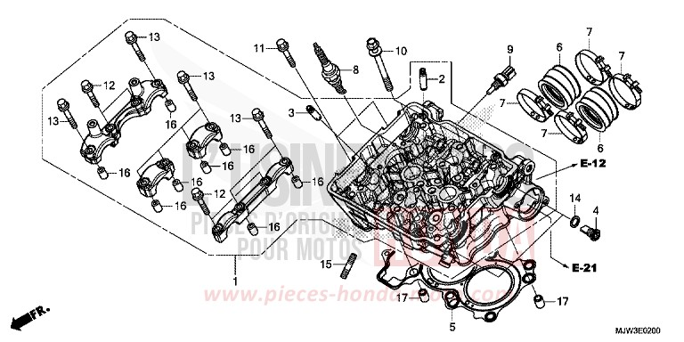 CYLINDER HEAD for CB500X MAT FRESCO BROWN (Y215) from 2016