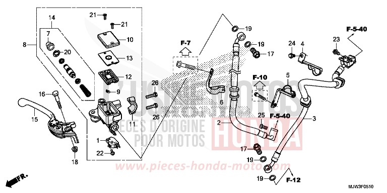 FRONT BRAKE MASTER CYLINDER (CB500XA/CB400XA) for CB500X MAT FRESCO BROWN (Y215) from 2016