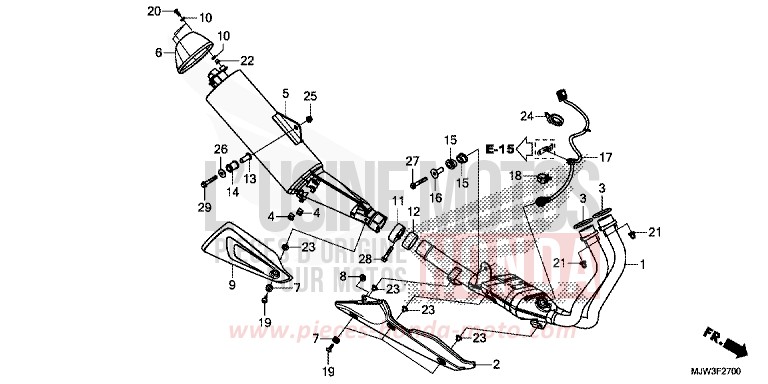 EXHAUST MUFFLER (CB500XG/CB500XAG/CB400XG/CB400XAG) for CB500X MAT FRESCO BROWN (Y215) from 2016