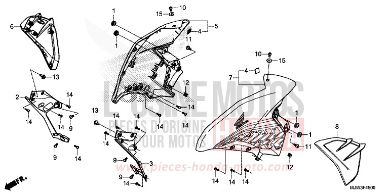 MIDDLE COWL for CB500X MAT FRESCO BROWN (Y215) from 2016