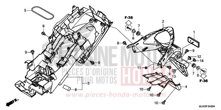 REAR FENDER for CB500X MILLENNIUM RED (R263) from 2016