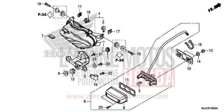 TAILLIGHT for CB500X MILLENNIUM RED (R263) from 2016