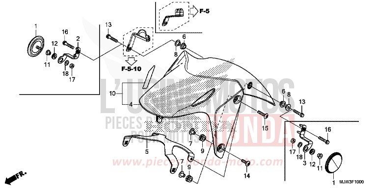 FRONT FENDER for CB500X PEARL HORIZON WHITE (NHB61) from 2016