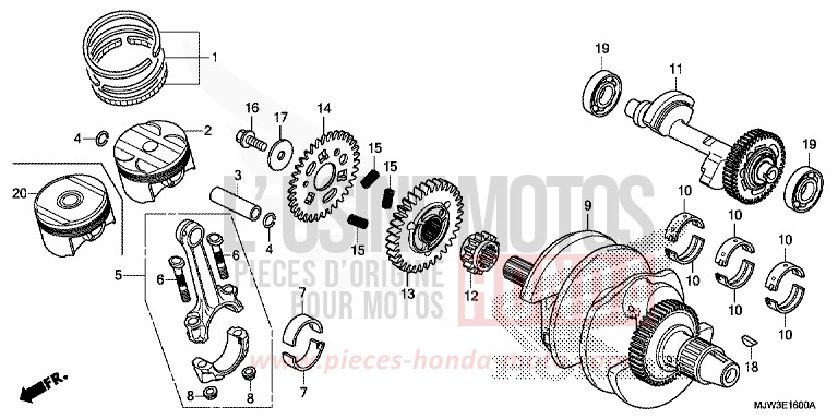 CRANK SHAFT/PISTON for CB500X MAT GUNPOWDER BLACK METALLIC (NH436) from 2016