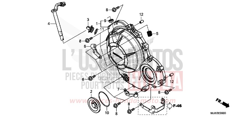 RIGHT CRANKCASE COVER for CB500X CANDY ROSY RED (R340) from 2017