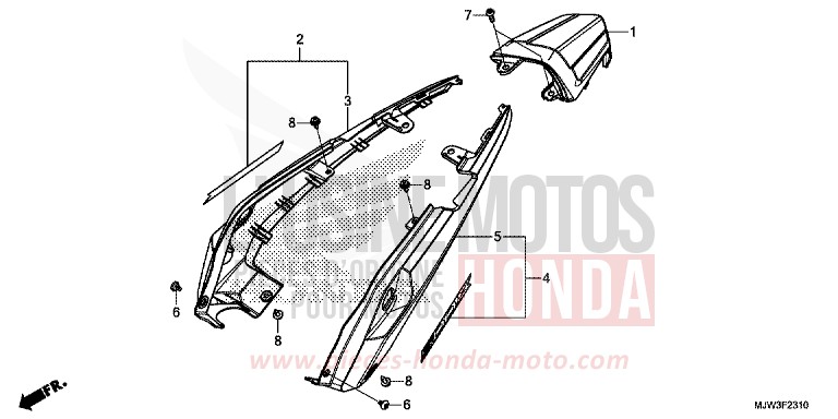 REAR COWL for CB500X CANDY ROSY RED (R340) from 2017