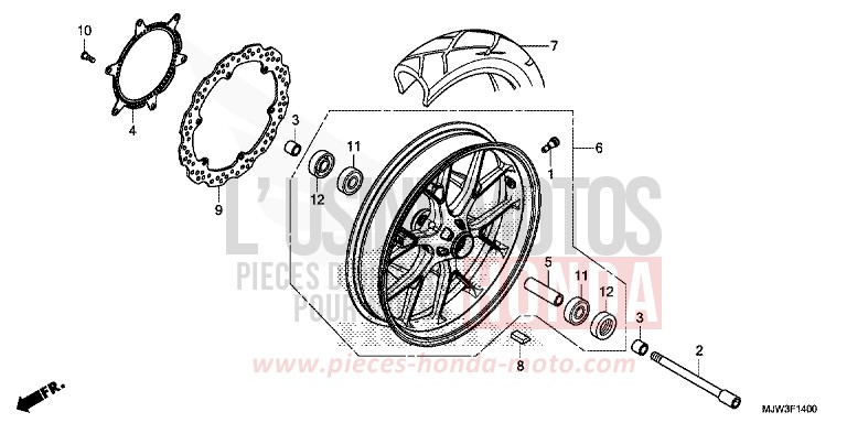 FRONT WHEEL for CB500X NITRIC ORANGE (YR271) from 2017
