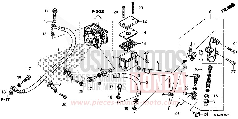 REAR BRAKE MASTER CYLINDER (CB500XA/CB400XA) for CB500X NITRIC ORANGE (YR271) from 2017