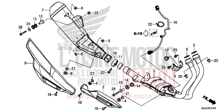 EXHAUST MUFFLER (CB500XH/CB500XAH/CB400XH/CB400XAH) for CB500X NITRIC ORANGE (YR271) from 2017