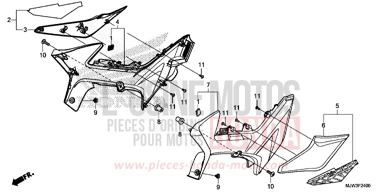 SIDE COVER for CB500X PEARL HORIZON WHITE (NHB61) from 2017