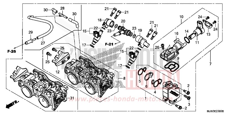 THROTTLE BODY for CB500X SWORD SILVER METALLIC (NHA95) from 2017