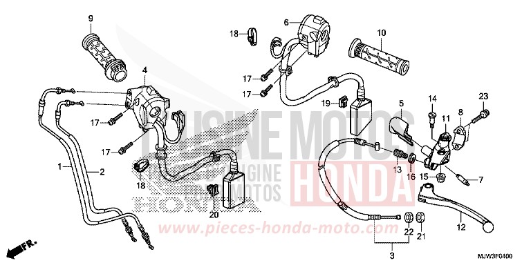 HANDLE LEVER/SWITCH/CABLE for CB500X SWORD SILVER METALLIC (NHA95) from 2017