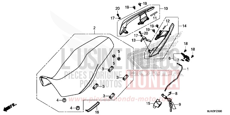 SEAT/REAR GRIP for CB500X SWORD SILVER METALLIC (NHA95) from 2017