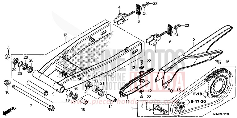 SWINGARM for CB500X SWORD SILVER METALLIC (NHA95) from 2017