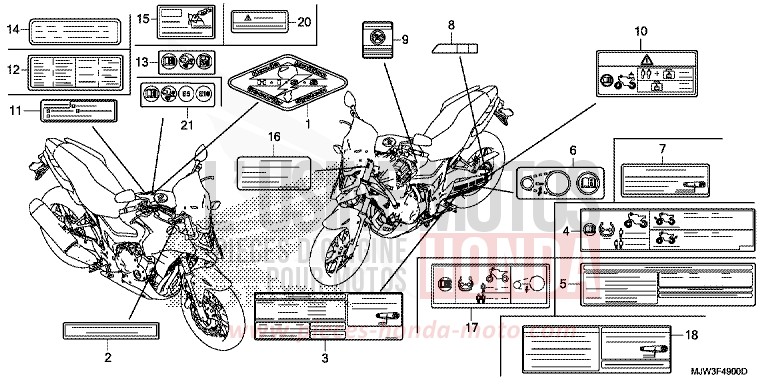 CAUTION LABEL for CB500X SWORD SILVER METALLIC (NHA95) from 2017