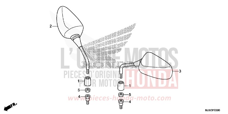 MIRROR for CB500X MAT GUNPOWDER BLACK METALLIC (NH436) from 2017