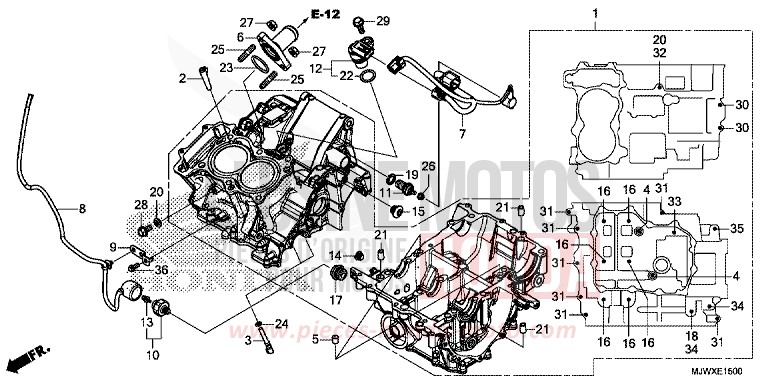 CRANKCASE for CB500X CANDY CHROMOSPHERE RED (R381) from 2018