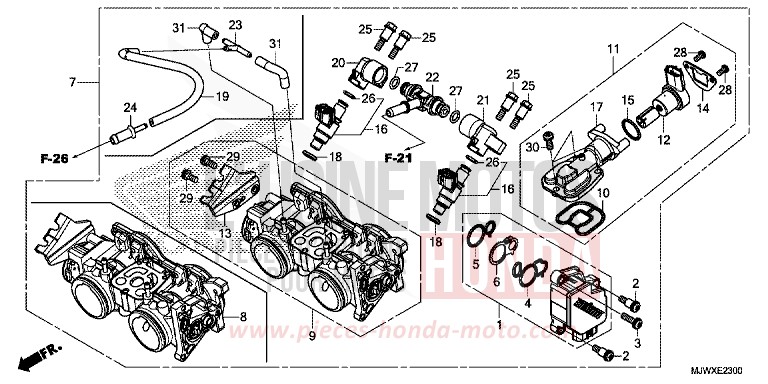THROTTLE BODY for CB500X CANDY CHROMOSPHERE RED (R381) from 2018
