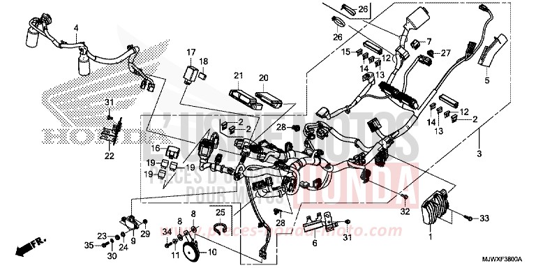 WIRE HARNESS for CB500X CANDY CHROMOSPHERE RED (R381) from 2018