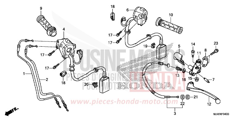 HANDLE LEVER/SWITCH/CABLE for CB500X FORCE SILVER METALLIC (NH411) from 2018