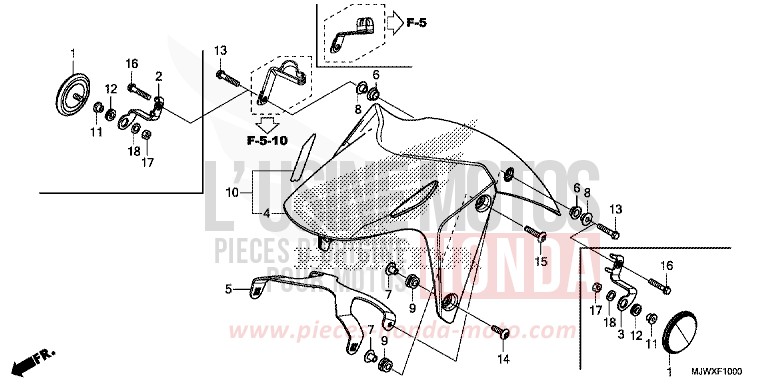 FRONT FENDER for CB500X FORCE SILVER METALLIC (NH411) from 2018