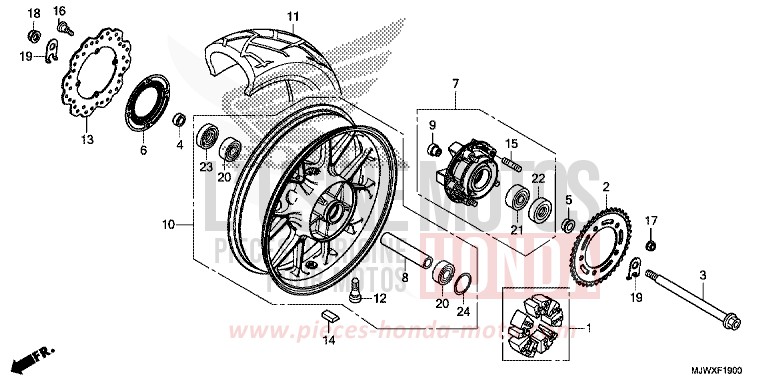 REAR WHEEL for CB500X FORCE SILVER METALLIC (NH411) from 2018