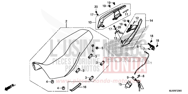 SEAT/REAR GRIP for CB500X FORCE SILVER METALLIC (NH411) from 2018