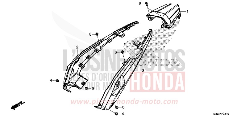 REAR COWL for CB500X FORCE SILVER METALLIC (NH411) from 2018