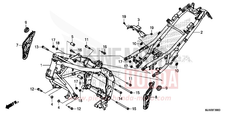 FRAME BODY for CB500X FORCE SILVER METALLIC (NH411) from 2018