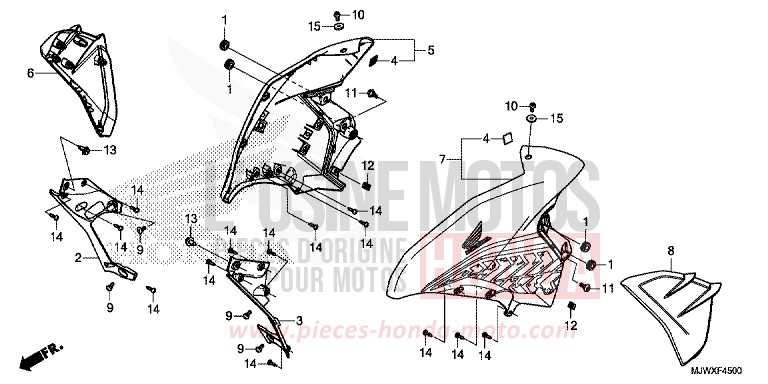 MIDDLE COWL for CB500X FORCE SILVER METALLIC (NH411) from 2018