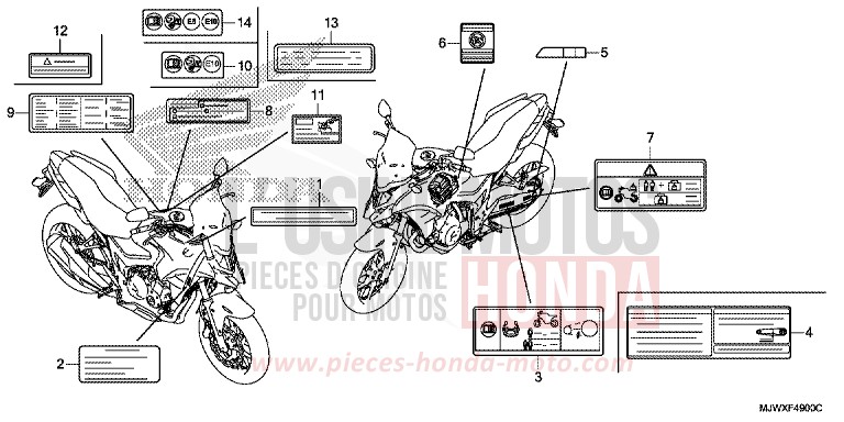 CAUTION LABEL for CB500X FORCE SILVER METALLIC (NH411) from 2018