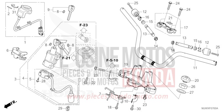 HANDLE PIPE/TOP BRIDGE for CB500X MAT GUNPOWDER BLACK METALLIC (NH436) from 2018