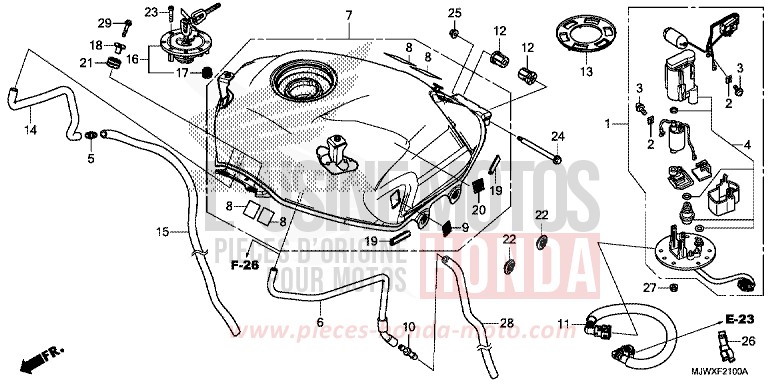 FUEL TANK/FUEL PUMP for CB500X MAT GUNPOWDER BLACK METALLIC (NH436) from 2018