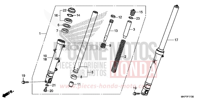 FRONT FORK (CB400XAK,CB500X,CB500XAK/L/M) for CB500X GRAND PRIX RED (R380) from 2019
