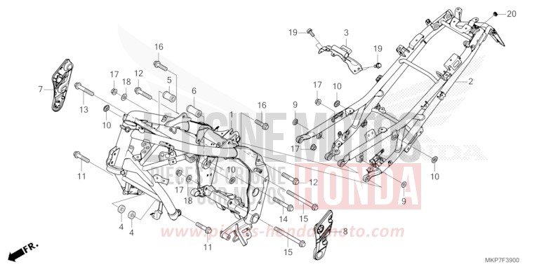 FRAME BODY for CB500X GRAND PRIX RED (R380) from 2019