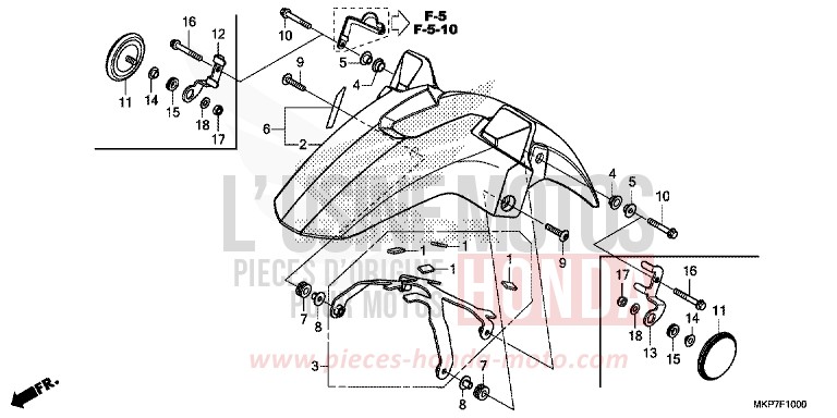 FRONT FENDER (CB400XAK,CB500X,CB500XAK/L/M) for CB500X PEARL METALLOID WHITE (NHA96) from 2019