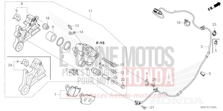 REAR BRAKE CALIPER for CB500X GRAND PRIX RED (R380) from 2021