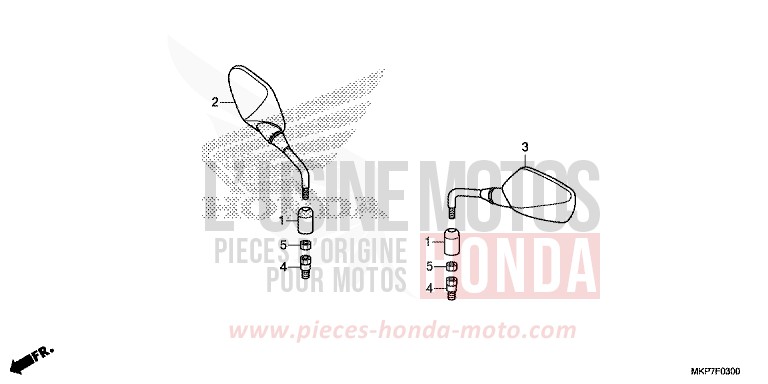 MIRROR for CB500X PEARL METALLOID WHITE (NHA96) from 2021
